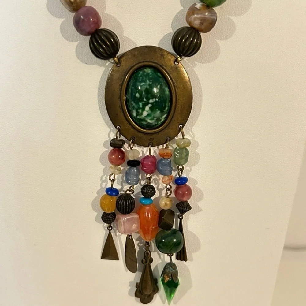 Vintage early‎ 1900s beaded pendant Necklace 18